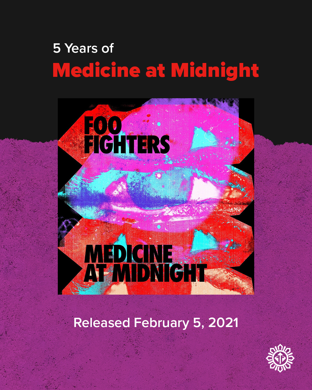 Album anniversary artcard for Medicine at Midnight.
