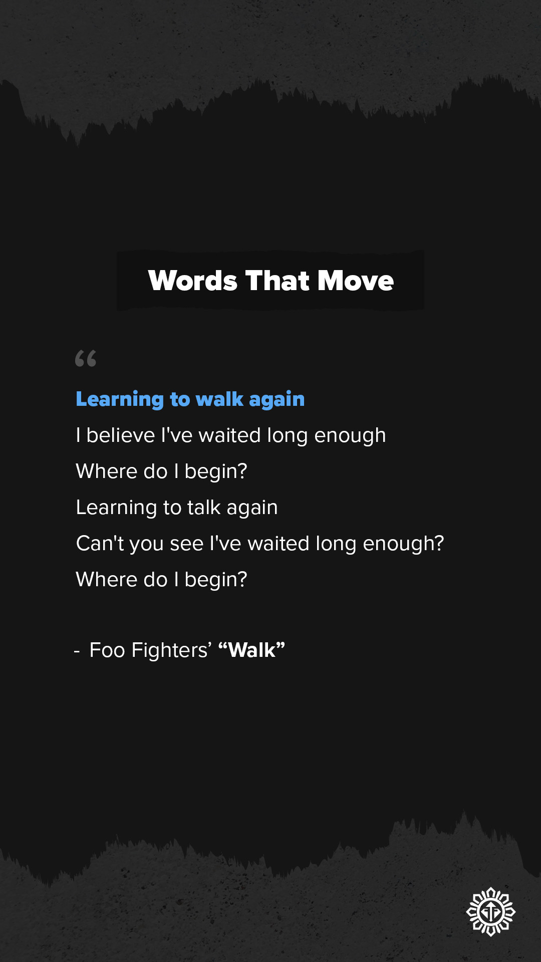 Threads art card for Foo Fighters PH's Words That Move, a Foos lyric highlight.