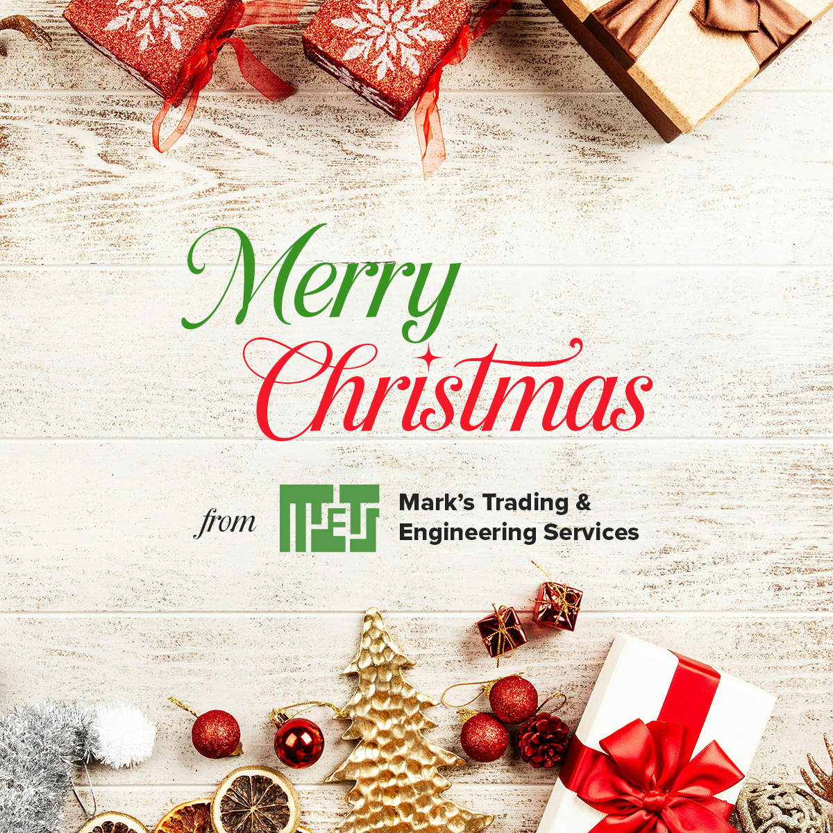 Christmas art card for Mark's Trading's Facebook.